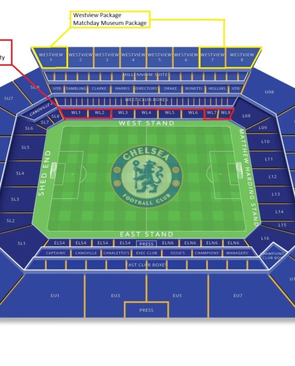 STADIONPLAN MIT KATEGORIEN FC Chelsea
