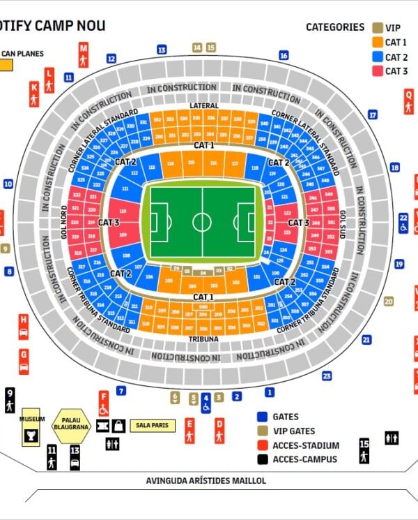 Fussballreise FC Barcelona Perfect Tours Stadionplan