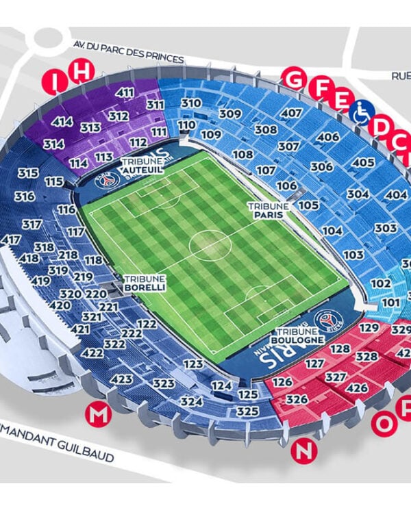 Stadionplan PSG Fussball Reisen Paris Ticket + Hotel